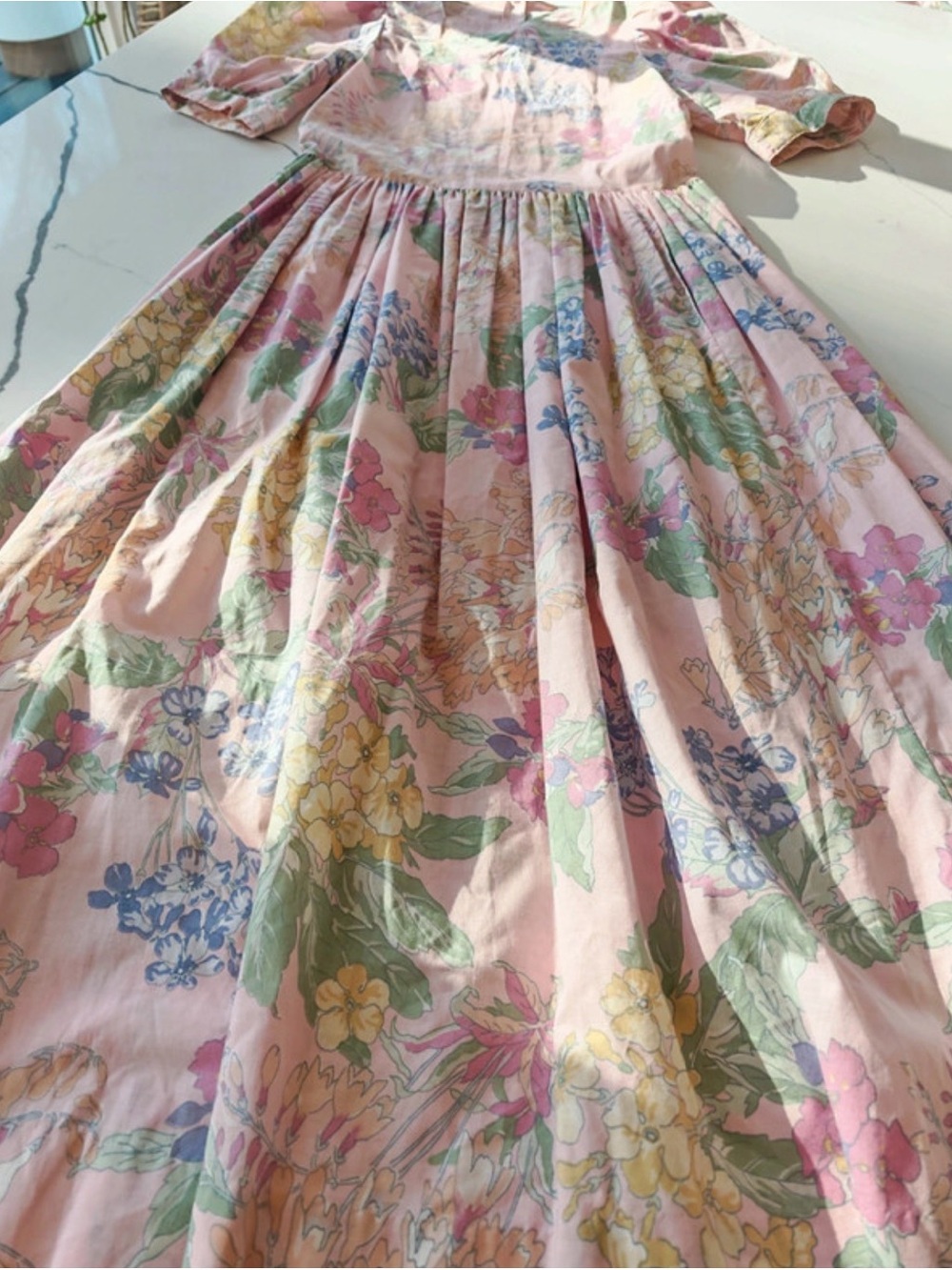 Vintage Laura Ashley cottage core dress Pink Prairie midi Puff size 6 - Picture 3 of 13
